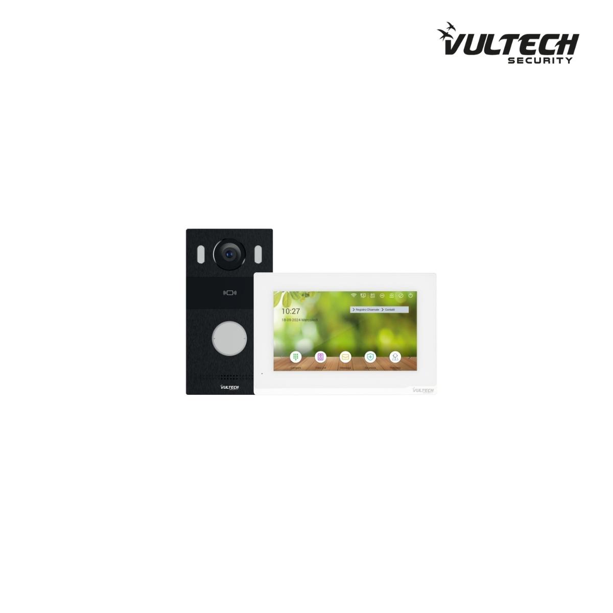 Kit Villa VS-KW-2IP1S 2 fili by ip con postazione da esterno 1 tasto + Postazione interna 7 Pollici Linux + alimentatore 24V Meanweall