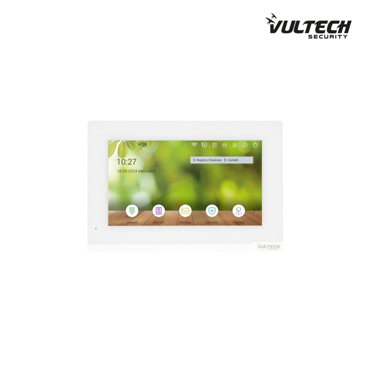 Postazione da interno Vultech Security IP , 7 Pollici IPS Andorid 10 con Wifi colore bianco risoluzione 1024X600 VS-PI416W-ADB